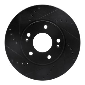 Hyundai Ioniq Brake Rotor (1) - Front Left - R1 Concepts - Drilled & Slotted - Black - `17-`22